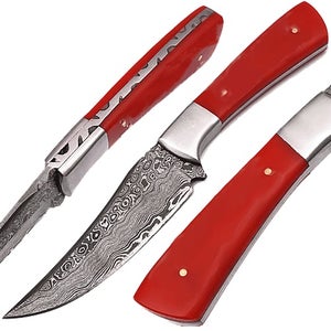 New White Deer Customs Damascus Knife Stainless Steel Bolster