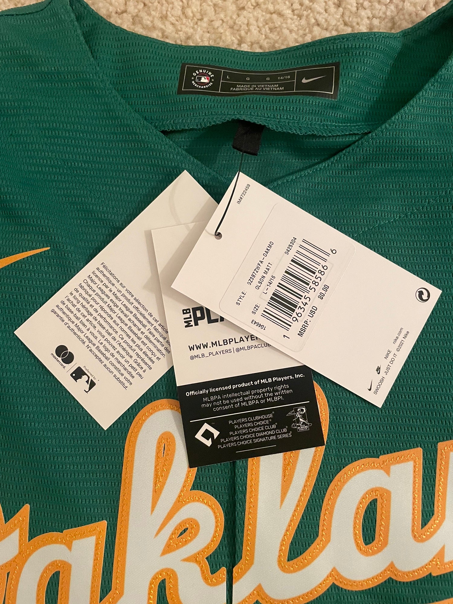 New Youth Authentic MLB Nike Oakland Athletics Matt Olson #28