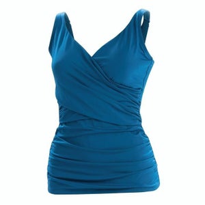 Dolfin Aquashape Womens Wrap Tankini Top Blue Size XXL