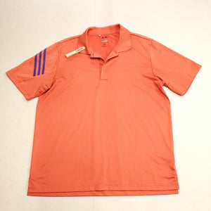 Adidas Pure Motion Short Sleeve Polo Shirt Adult Large L Mens Orange Blue Casual