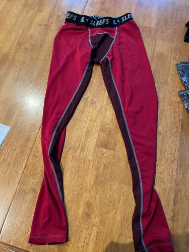 Sleeves Compression Leggings Maroon Size Large