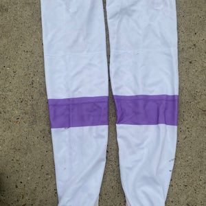 SP Edge Style Pro Stock White and Purple Shin Pad Game Socks 3577