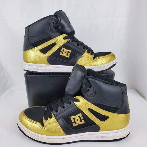 DC Women’s Size 7 Rebound High SE Black Gold Skate Shoes Sneakers