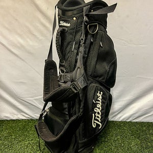 Used Titleist Golf Cart/Carry Stand Bag 6-Way Divided Black w/ Rainhood