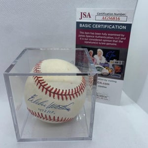 Eddie Mathews " 512 HRS" Signed Rawlings Baseball with Case - JSA Certification