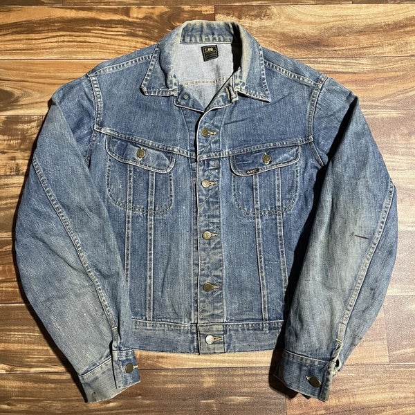 VTG 60s LEE Denim Trucker Jacket Blue 44L Union Made USA Jeans