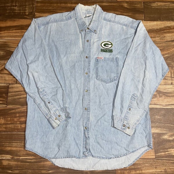 Vintage Riddell Green Bay Packers Embroidered Denim Button Jean