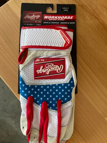 New Large Rawlings Workhorse Batting Gloves USA
