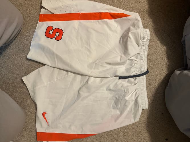 RARE Syracuse Lacrosse Team Issued White Men's Nike Game Shorts