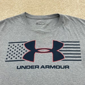 Under Armour Shirt Men Large USA Flag Logo Active Workout Gym Run Lightweight