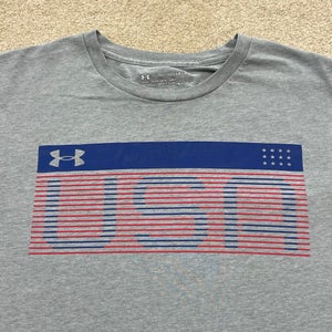 Under Armour USA Shirt Men Large Flag Logo Active Workout Gym Run Lightweight