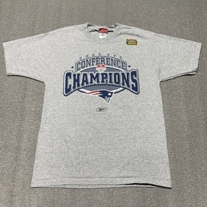 New England Patriots Shirt Men Medium Gray NFL Football 2003 AFC Champs Brady