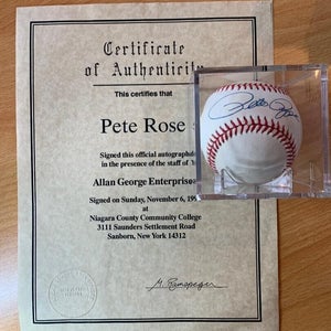 Pete Rose Signed Rawlings Baseball with Case - Allen George Enterprises COA