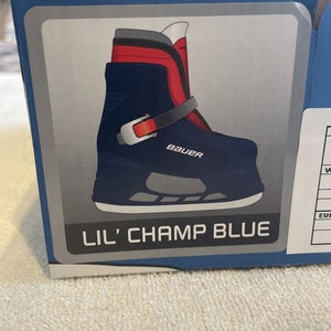 Brand New Youth size 6/7 Bauer Lil Champ Blue ice hockey skates