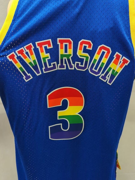 Men's Mitchell Ness Allen Iverson Yellow/Blue Denver