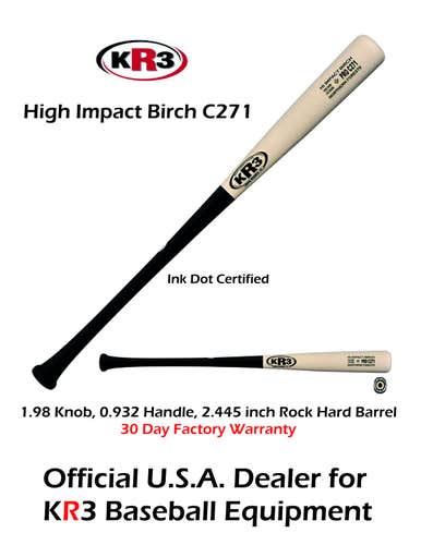 KR3 PRO C271 Hi-Impact Birch 33 inch Wood Bat (-3) 31 oz