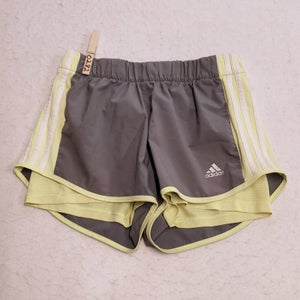 Adidas Climalite Athletic Drawstring Shorts Womens Size Medium M Gray Yellow