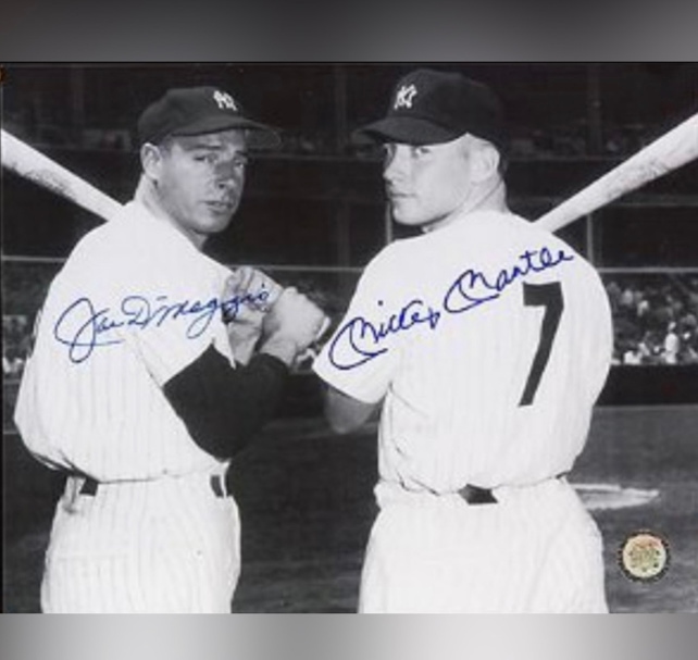 Joe DiMaggio & Mickey Mantle Yankee Greats Signed photo with authentication