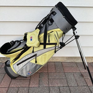 US Kids Golf USKG Golf Bag Yellow Black Gray Stand Carry Dual Straps