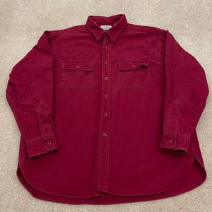 LL Bean Shirt Men 2XL Adult Red Button Up Collared Outdoor Hike Chamois Cloth