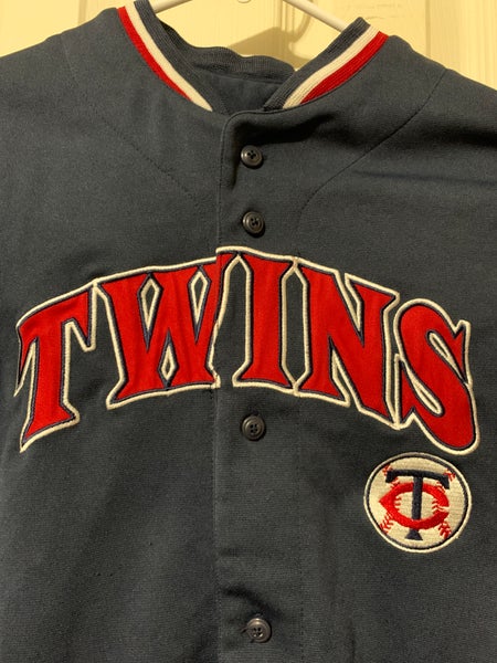 True Fan Gray & Blue Minnesota Twins Baseball Jersey Size M
