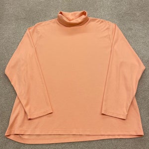 LL Bean Shirt Women 3XL Turtleneck Peach Orange Vintage 90s Basic Outdoor Hike