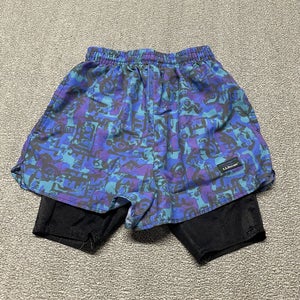 LL Bean Swim Shorts Boys Small Youth Nylon Outdoor Patterned Vintage 90s Hike