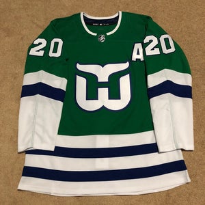 Carolina Hurricanes Aho 20 Whalers Retro Adidas NHL Hockey Jersey Size 52