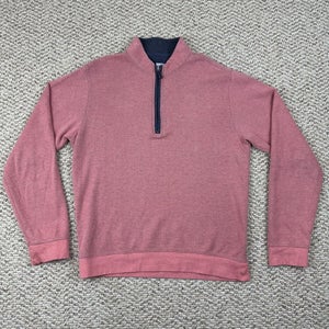 Johnnie-O Men's Coral Reefer Pink Solid 1/4 Zip Pullover Sweater Size Medium M