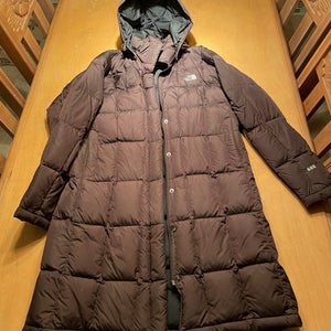 Brown Used Large The North Face Quilted Winter Jacket With Good