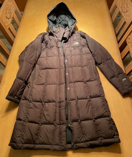 Brown Used Large The North Face Quilted Winter Jacket With Good