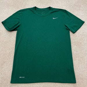 Nike Dri Fit T Shirt Men Medium Adult Green Swoosh Logo Active Workout Run Gym