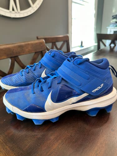 Blue Youth Used Size 7.0 (Women's 8.0) Molded Cleats Nike High Top Trout