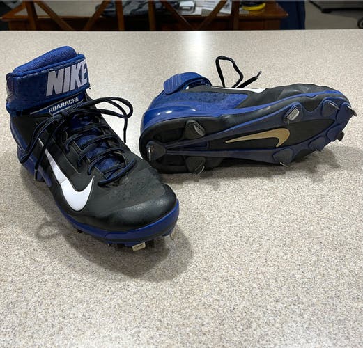 Blue Nike Huarache Pro Mid 9 Spike Metal Baseball Softball Cleats 599235-014 - Men’s Size 9.5