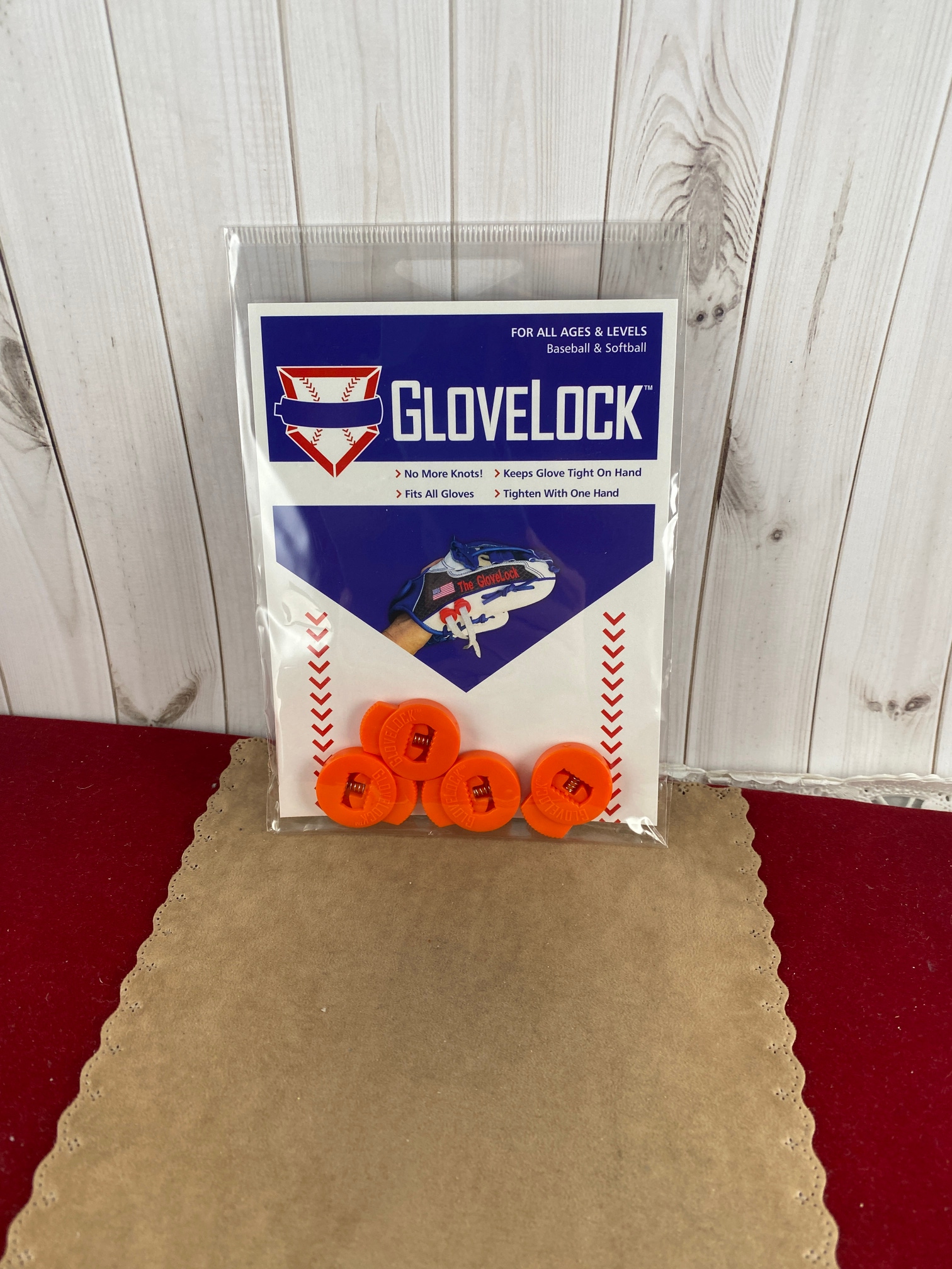 New Orange Glove Locks Keep Baseball Glove Laces Tight Free Shipping USA Only