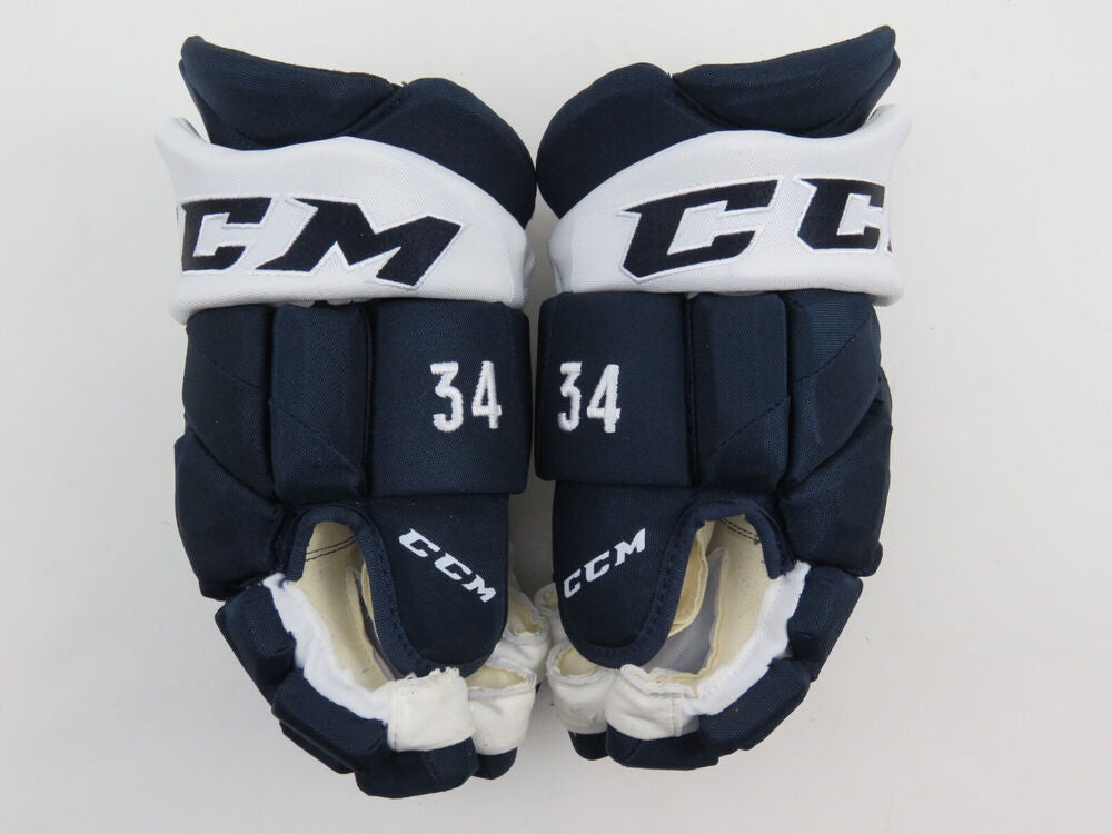 AUSTON MATTHEWS CCM Toronto Maple Leafs ARENAS Heritage Classic NHL Pro Hockey Gloves 14" with LOA