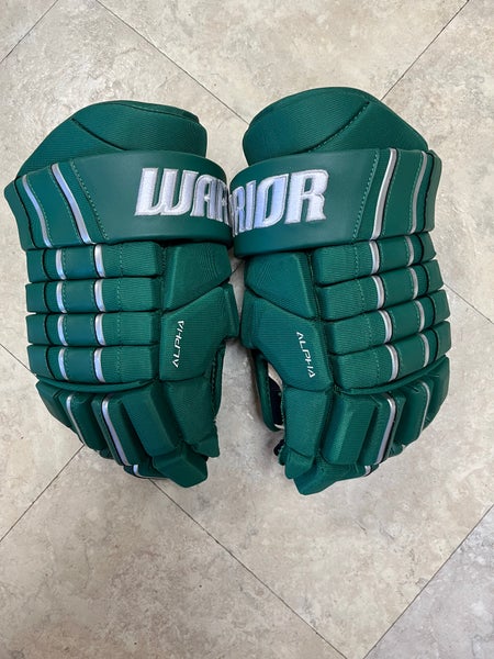 Used Warrior Alpha Pro Stock Green Gloves 14"