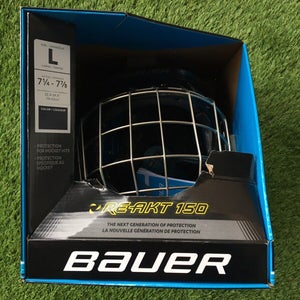 Black New Large Bauer Re-Akt 150 Combo Hockey Helmet with Cage Senior ReAkt Re Akt