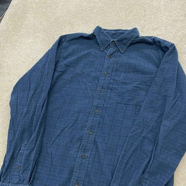 Eddie Bauer Shirt Men Large Tall LT Button Up Corduroy Blue