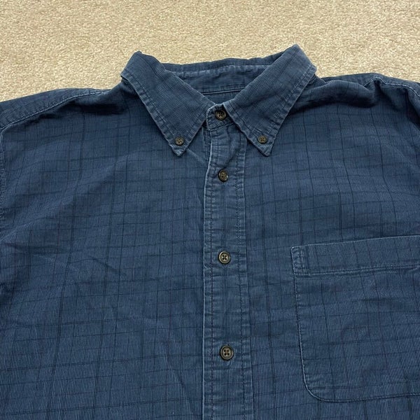 Eddie Bauer Shirt Men Large Tall LT Button Up Corduroy Blue