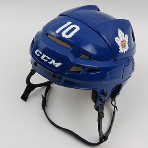 Game Used Toronto Marlies CCM V08 Pro Stock Hockey Helmet Maple Leafs S Blue