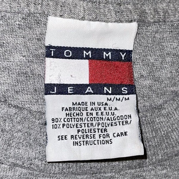 Se igennem Rejse fremstille Vintage Tommy Hilfiger Jeans Big Box Flag T-Shirt Size XL Gray 90s Made in  USA | SidelineSwap