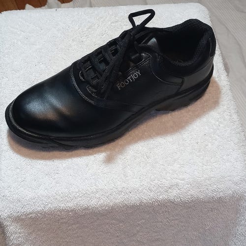 FOOTJOY GREENJOYS GOLF SHOES MENS 8 M BLACK LEATHER CLEATS SPIKES NICE!!