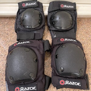 RAZOR Pro Multi-Sport Black Elbow and Knee Pads 5+ Kids Youth Sz. Medium