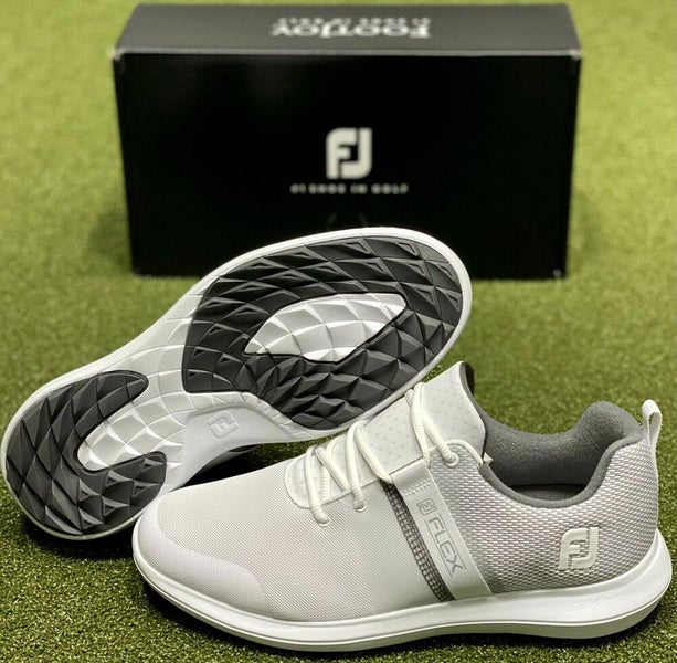 FootJoy FJ Flex Spikeless Golf Shoes 56120 White 9.5 Wide 2E New