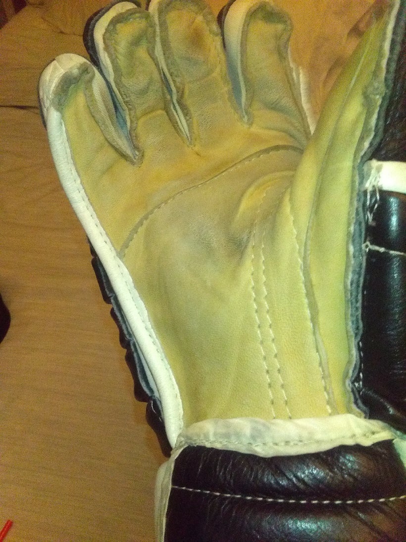 Vintage Koho Revolution 255 Mario Lemieux Leather Hockey Gloves Tech Grip  READ