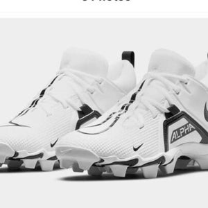 new mens 10 nike alpha menace shark 3 mid molded football/lacrosse cleats white cv0582
