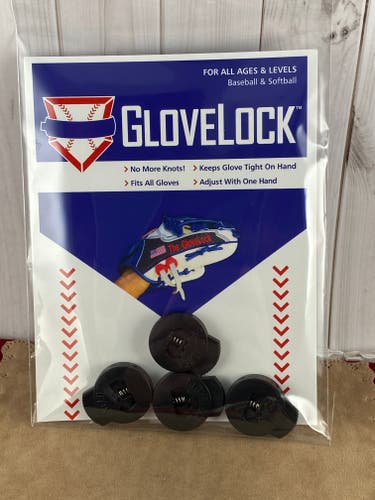 4 Pack 4 Sets of New BLACK Glove Locks Keep Baseball Glove Laces Tight Free Shipping USA Only
