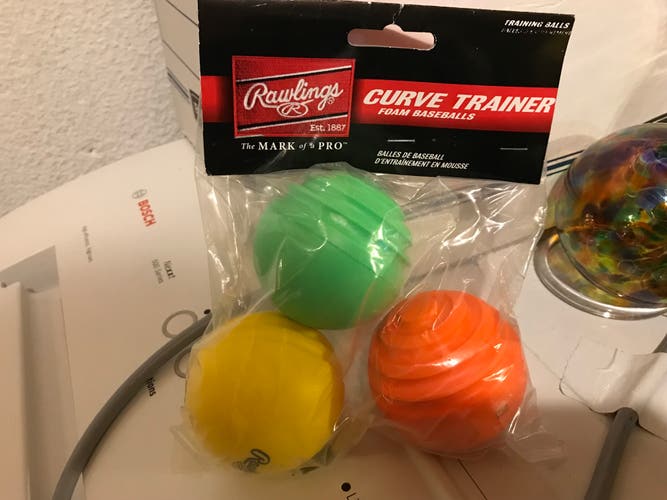 Rawlings Curve Ball Trainer 3 pack - unopened & Softball Excellence Foam Ball Quantity 6