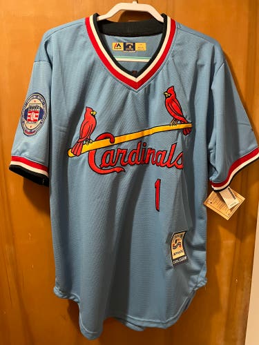 St. Louis Cardinals Blue Ozzie Smith #1 Majestic Cooperstown Jersey Size L
